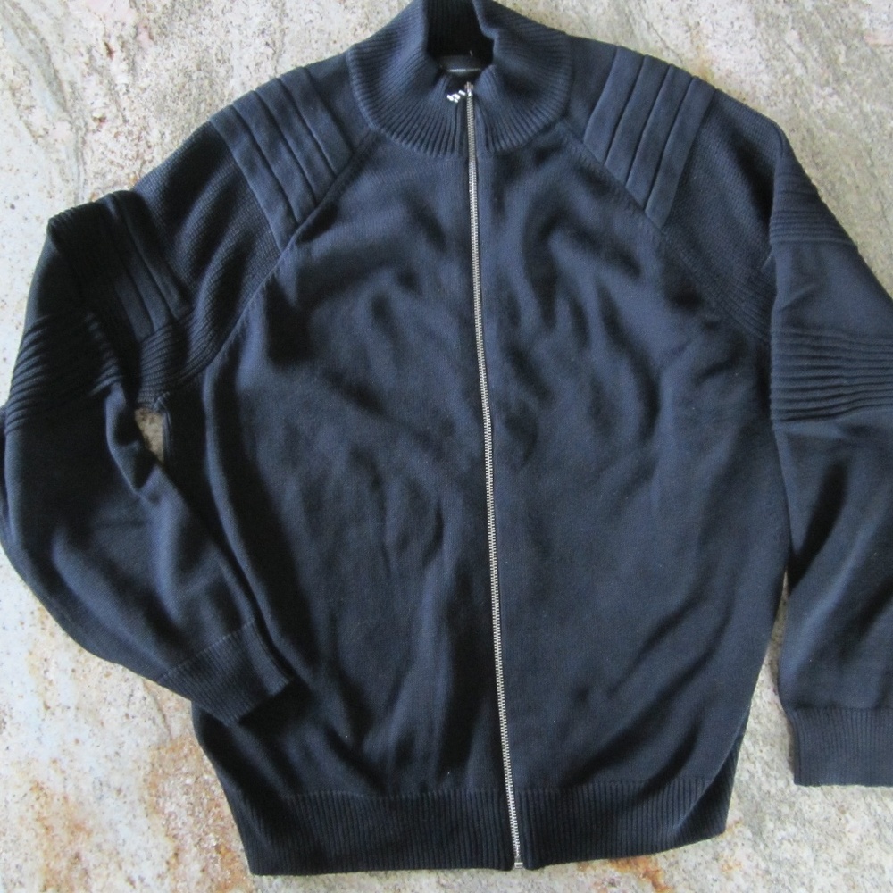 I-N-C Men Black Cardigan zipper closure